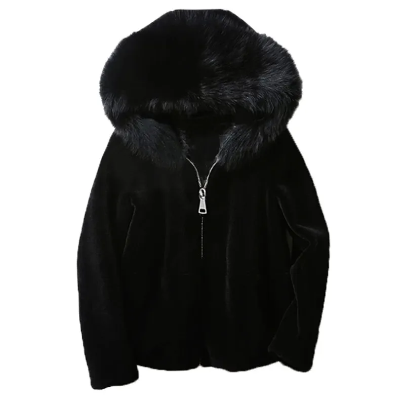 short black faux fur jacket