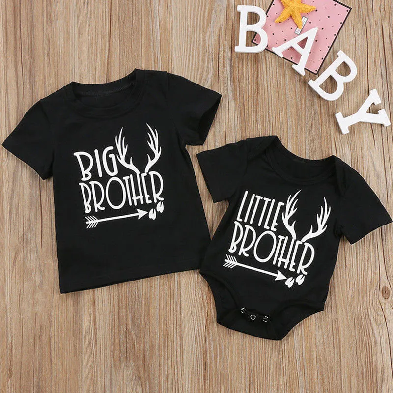 

Cool Black Matching Deer Baby Boy Romper Jumpsuit Kids Little/Big Brother T-shirt Tops Tee Outfit