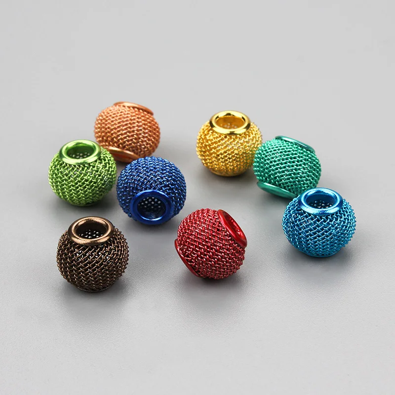 

10 pcs/lot Mixed Color Alloy Metal Round Hollow Big Hole Beads DIY Accessories For Bracelet Necklace Jewelry Making