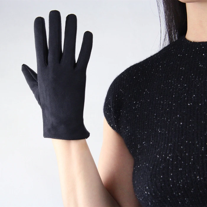 Матовые матовые замшевые женские перчатки из матовой замши с эмуляцией кожи без подкладки Длинные Стильные черные женские варежки TB58-9