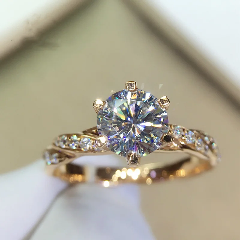 18 K 750Au золото Moissanite алмазное кольцо обручальное кольцо D Цвет VVS с национальным сертификатом MO-H100105