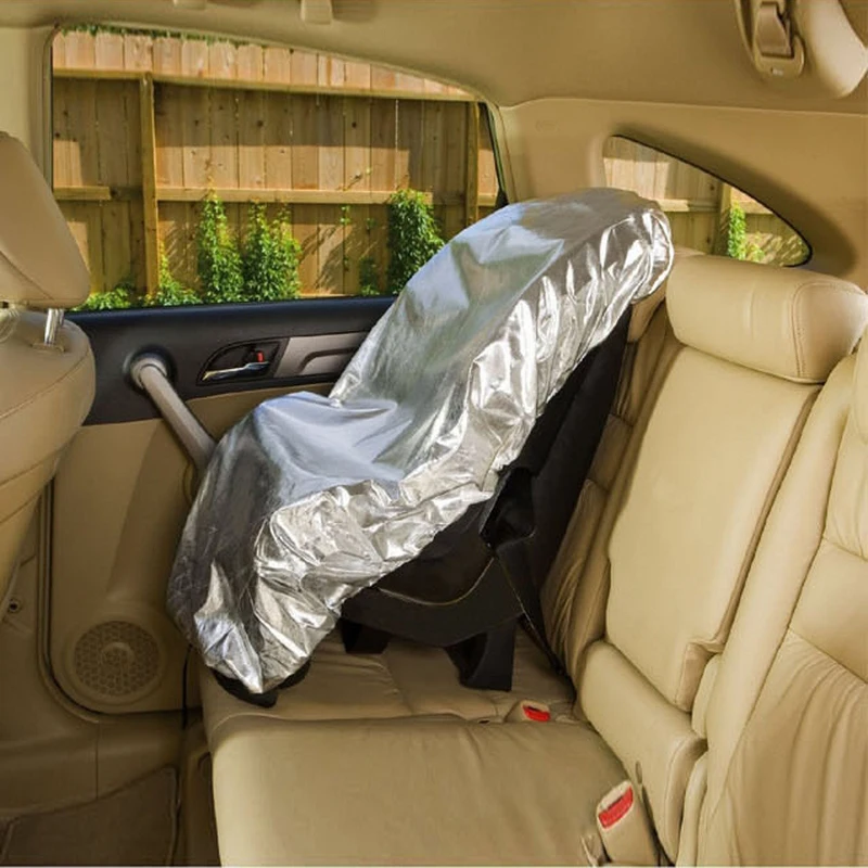 New Silver Aluminium Car Seat Sun Shade Cover for Baby Infant Carriage Sunshade Cover Child Seat Protective Deflect UV Rays (1)