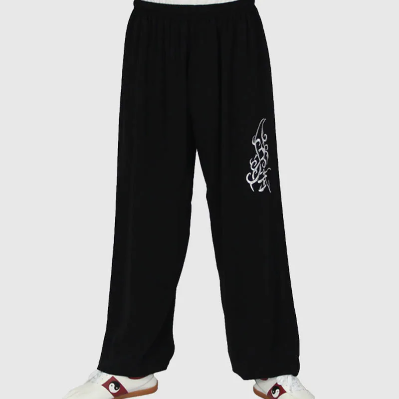 Black Color Loose Sports Trousers For Men Kung Fu Pants Chinese Style Tai Chi Kendo Male Martial Arts Sportswear Sport Clothing