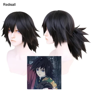 

Tomioka Giyuu Cosplay Wig Blade of Demon Slayer Kimetsu no Yaiba Halloween Anime Short Big Haired Synthetic Hair