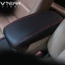 Vtear For ix25 hyundai creta armrest box protection leather cover interior accessory car-styling decoration black thread 2015-18