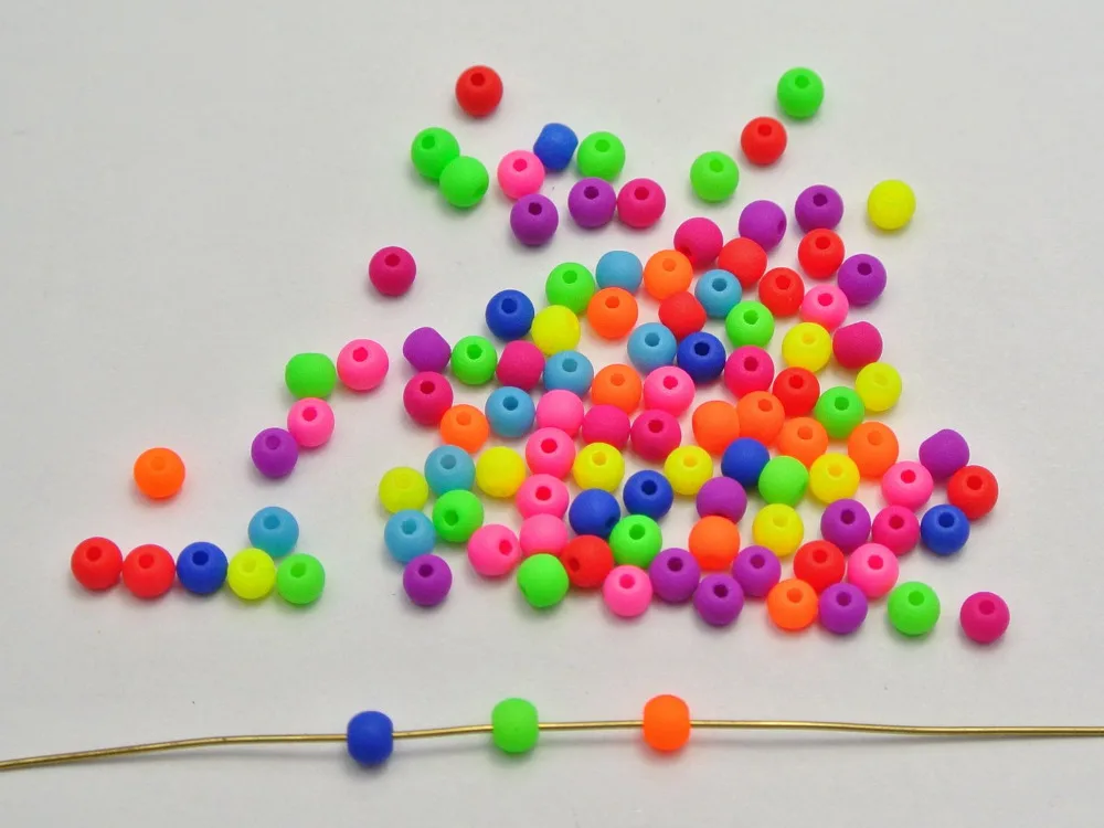 2000 смешанные флуоресцентные Неоновые бусины акриловые круглые 3 мм (0 12 дюйма)|beads