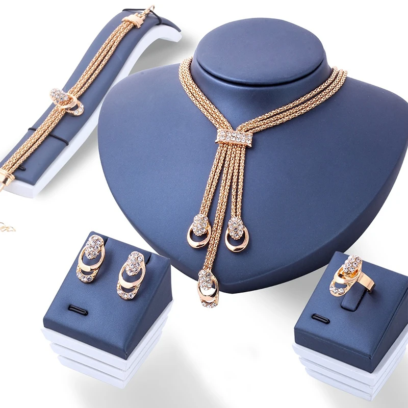 Femmes Mariée Mariage Fête Bal Strass Collier Pendentif Boucles D/'oreilles Bijoux Set