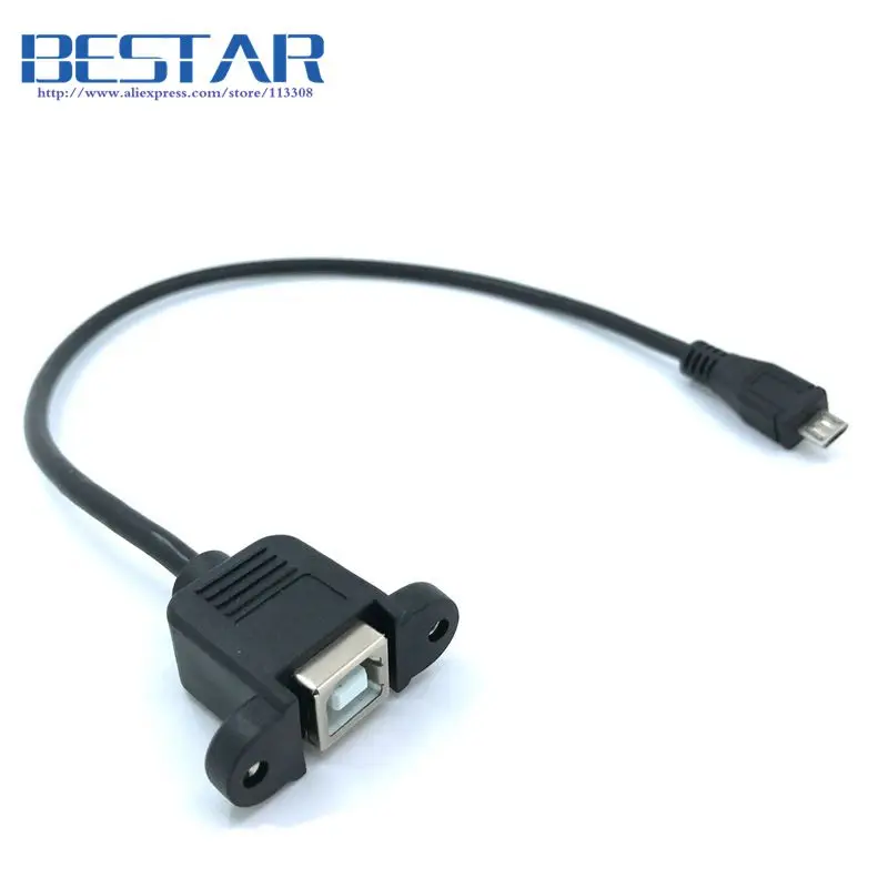 Micro-USB 5pin Micro USB 2,0 мужчина к USB 2,0 B Тип разъем кабель 30 см 50 см с панель крепление отверстие кабели