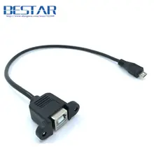 Micro usb 5pin Micro USB 2.0 męski na USB 2.0 B typ żeński przewód łączący 30cm 50cm z mocowanie panelu kable otworów