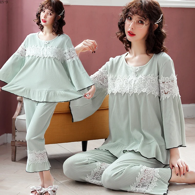 

Mother Lounge 2019 Spring Cotton Postpartum Pregnant Women Breastfeeding Clothes Loose Maternity Pijamas Pregnant Woman Homewear