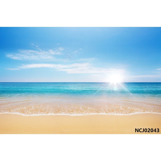 8x8FT Vinyl Wall Photography Backdrop,Beach,Sunrise Horizon Calm Waves Photo Backdrop Baby Newborn Photo Studio Props
