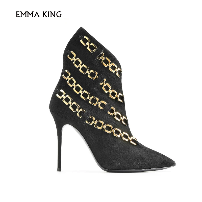 

Spring/Autumn Stiletto Ankle Boots For Women Thin High Heels Pointed Toe Zipper Style Sexy Party Shoes Woman Plus Size EURO35-43