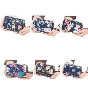 

12x18x6cm Coin Purse Coin Pouch Phone Purse Change Holder Fabric Art Animal Flower Pattern Universal for Female