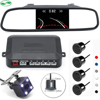 

3in1 Car Video Reverse Radar Visible Parking Sensor with Intelligent Trajectory Rear View Camera For HD 5" Car Mirror Monitor