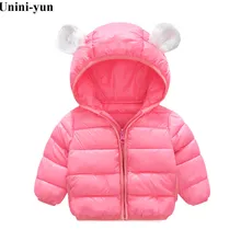 Куртки для маленьких девочек; зимняя верхняя одежда; розовое однотонное теплое пальто с капюшоном для маленьких девочек; детская одежда; пуховое пальто для малышей