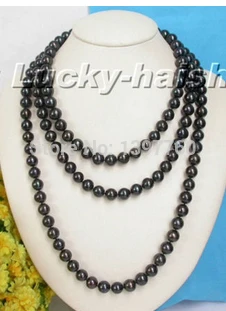 

Miss charm Jew.319 66 inch 11-12mm round Black freshwater pearl necklace (A0322)