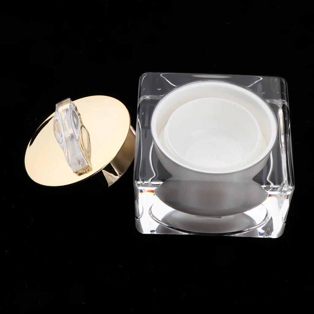 10/15/30 Gram High Grade Acrylic Cosmetic Bottle Makeup Jar Pot Face Eye Cream Container with white inner liners and golden lids