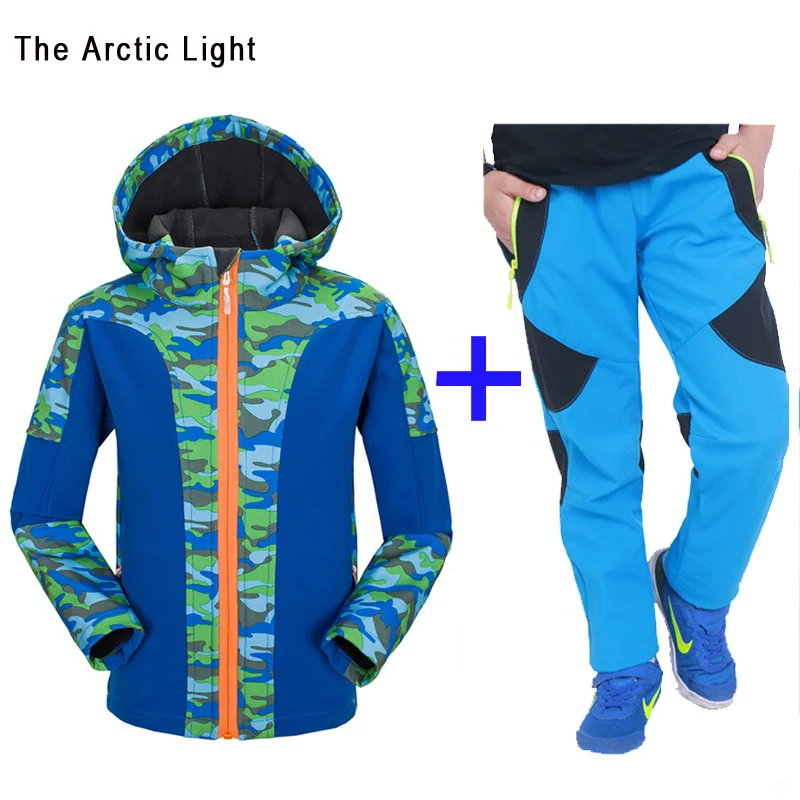 Флисовые куртки Aad, брюки, костюм для кемпинга, пеших прогулок, ветрозащитная верхняя одежда, осенне-зимнее пальто и брюки с капюшоном для мальчиков и девочек, высокое качество