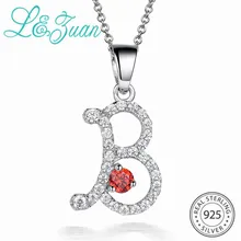 L& zuan Трендовое ожерелье с буквой B подвески из стерлингового серебра 925 пробы для женщин 0.74ct драгоценные Камни Серебряное ожерелье ювелирные изделия на подарок