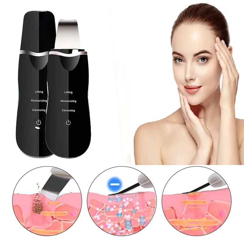 Purificador da Pele do Rosto Recarregável Ultrasonic Limpador Facial Peeling Ferramentas Vibração Remoção Cravo Esfoliante Poros Mais Limpo Mod. 1210932 12 Recarregável Ultrasonic Purificador Da Pele do Rosto