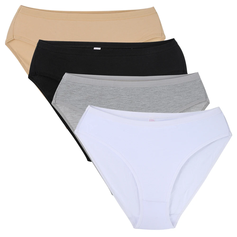 Closecret Women Black Cotton High cut Briefs Panties (Pack of 4) on