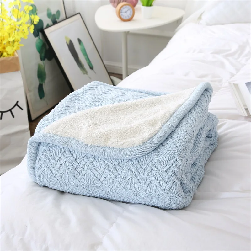 

Winter Adult Comfortable Soft Knit Blanket Women Men Solid Seasons Cotton Home Sleep Blankets Sweet Thick Warm Blanket 120*180cm