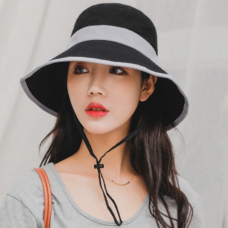 HT2226 Bucket Hat Korea Style Plain Wide Brim Hunting Fishing Hat Men