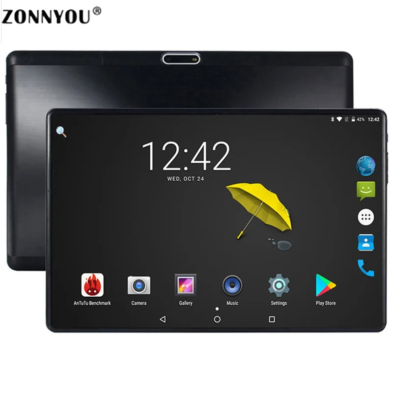 

2.5D Steel Screen 3G Phone Call Tablet PC 10.1 inch 32GB Android 9.0 Octa Core 1.5GHz Bluetoot Dual SIM Support GPS (Silver)+BOX