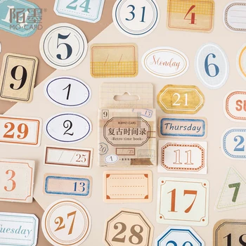 

Mo.Card vintage time record mini paper diary sticker Scrapbooking Decoration label 1 lot = 1 pack = 45 pcs