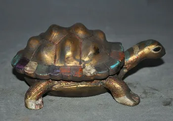 

wedding decoration Tibet pure bronze copper Gilt Buddhis prayer tortoise turtle Tanks Crock pot jar