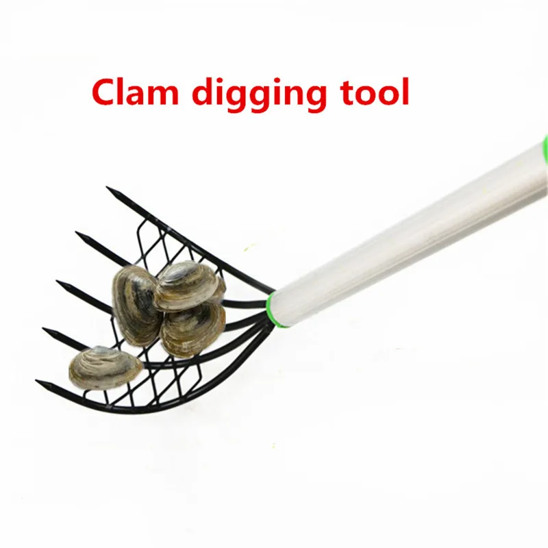 

stainless steel Five Teeth Harrow Shell Conch Clam Beach Rake Dig Seafood Tool Pitchfork snail shrimp dig tools rake