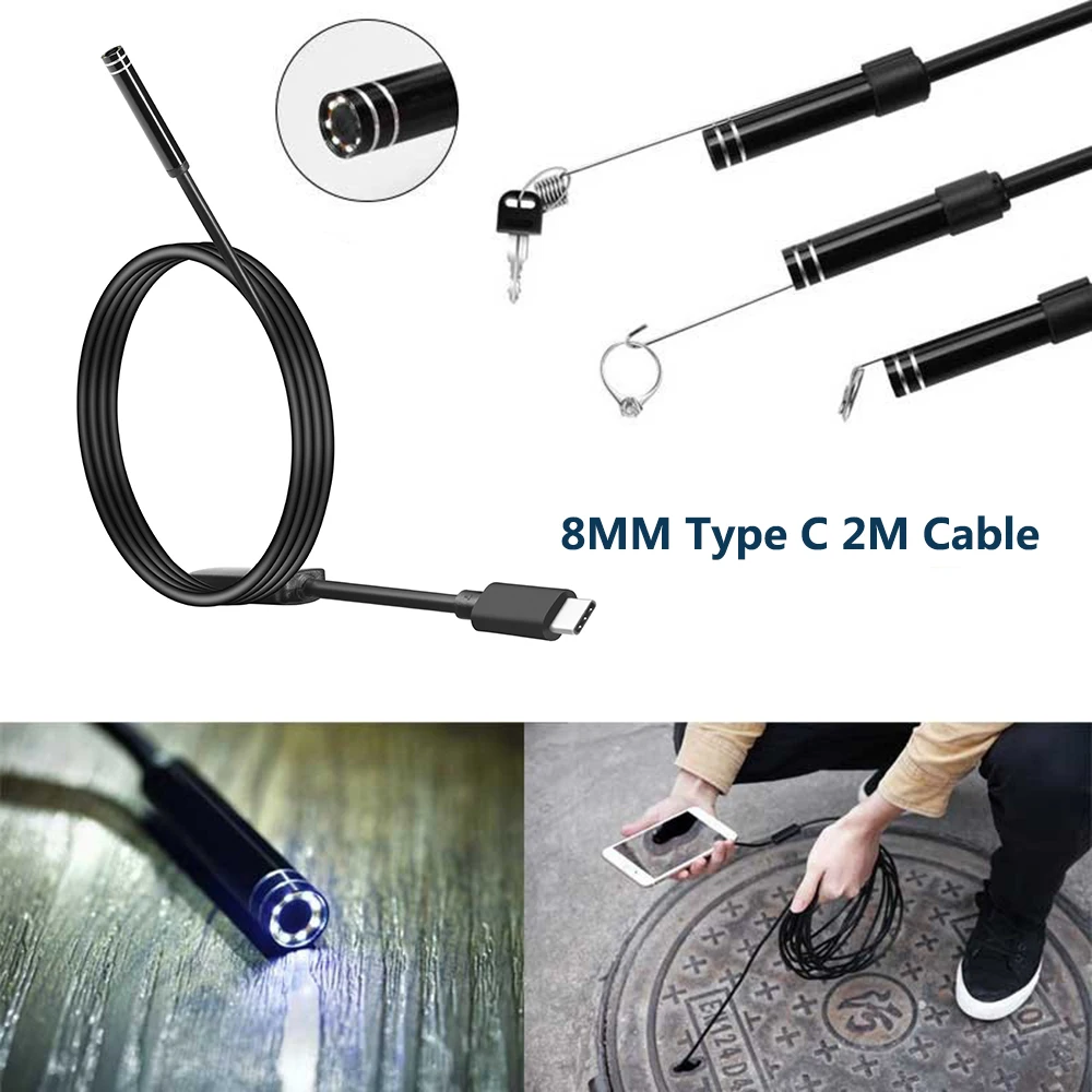 Usb камера эндоскоп с разъемом Type c 8 мм 720P светодиодов|endoscope inspection|tube cameraendoscope camera |