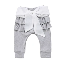 Детские длинные штаны для маленьких девочек, кружевные штаны с бантиком, повседневные штаны