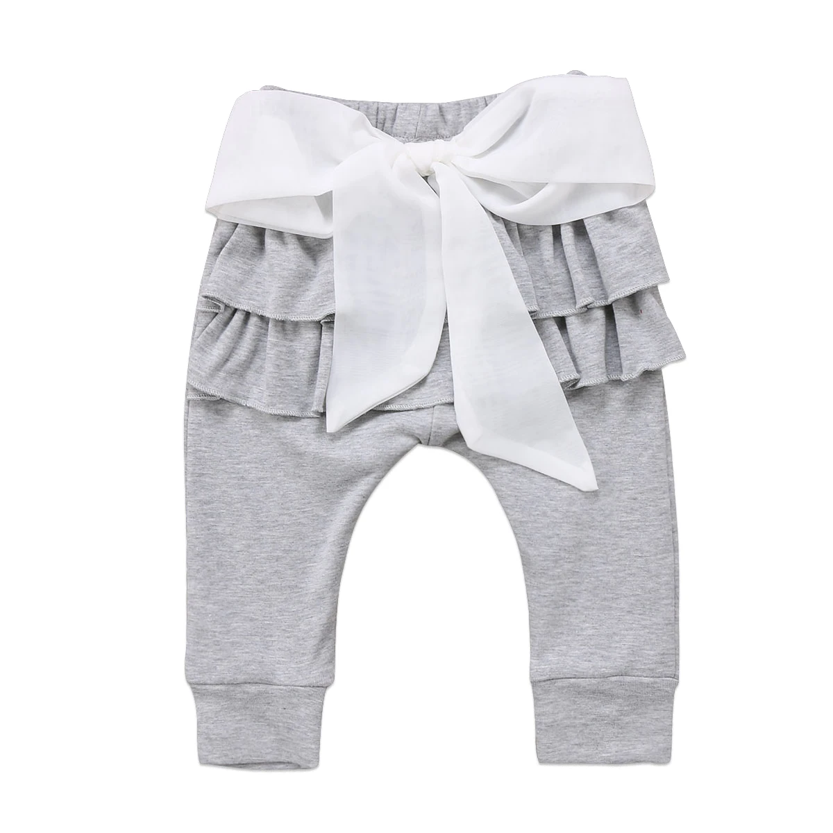 

Infant Baby Girls Toddler Kids Long Trousers Bowknot Fold lace Pants Casual Bottoms