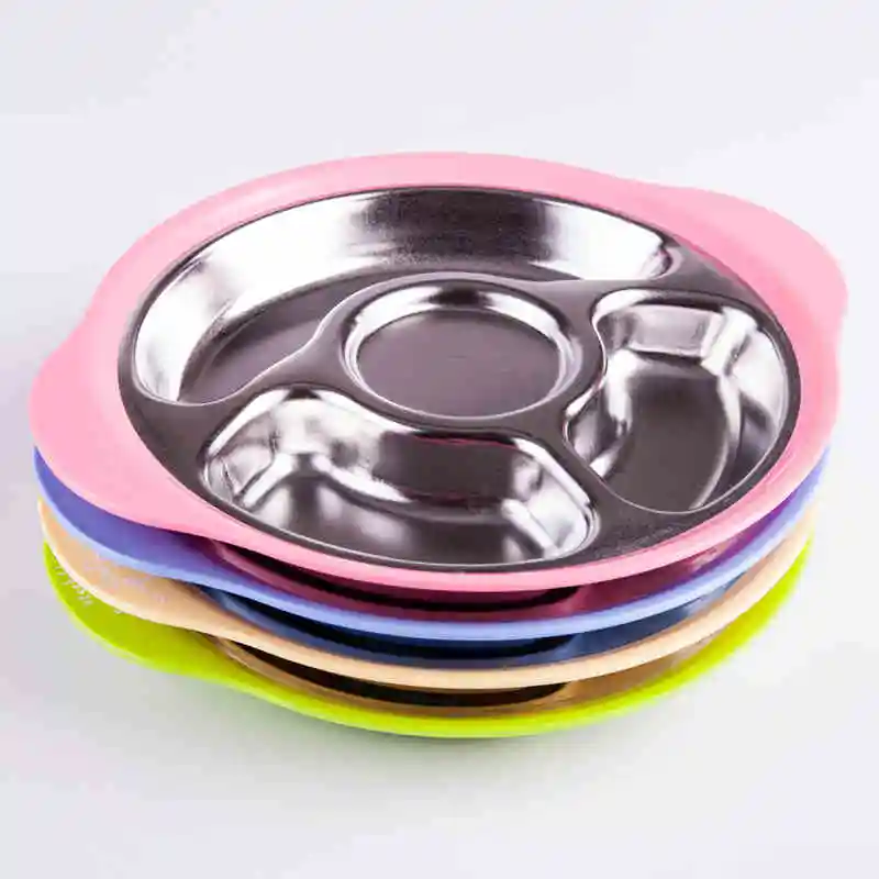 New Stainless Steel Baby Infant Cute Feeding Plate Fruit Dishes Kids Multi-Color Divided Placemat Toddler Plate Bowl Child Table New Stainless Steel Baby Infant Cute Feeding Plate Fruit Dishes Kids Multi-Color Divided Placemat Toddler Plate Bowl Child Table