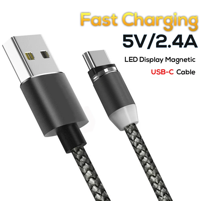 Magnetic-USB-Type-C-Cable-Fast-Charging-Nylon-Braided-LED-Indicator-USB-C-Magnet-Charger-C3able