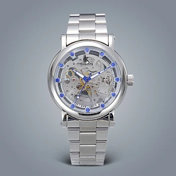

IK colouring Luxury Watch Men Automatic Mechanical Wristwatch Hollow Fashion Stainless Steel Watches Man Reloj Hombre