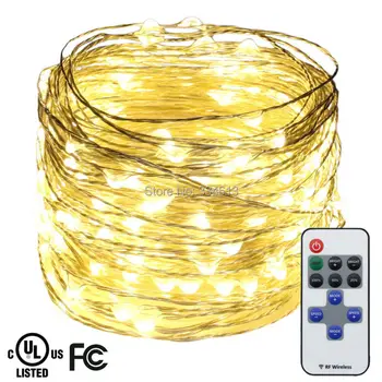 

20M 66FT 200LED Silver Wire Warm White LED String Lights Holiday Starry Lights Christmas Fairy Lights with Remote+ UL CE Adapter