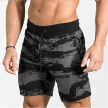 Для мужчин s Фитнес Бодибилдинг камуфляж Бренд молния лоскутное треники тренажерные залы мужские летние модные шорты для бега