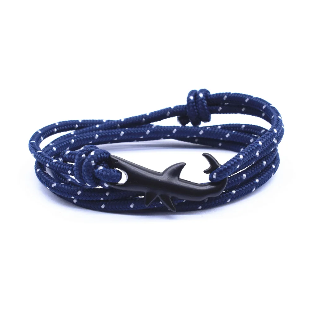 13 Colors Nylon Rope Chain Bracelets for Women Men Ocean Shark Charm Bracelet Popular Jewelry Anchor Bracelet 2018 Hot Sale