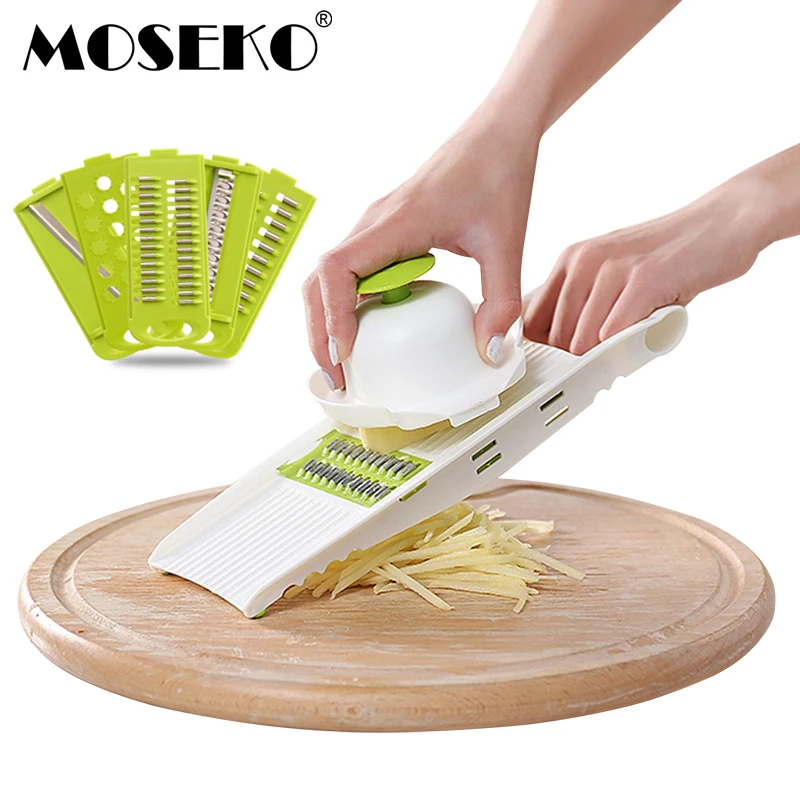 MOSEKO 1 Set Mandoline Peeler Grater Vegetables Cutter Tools with 5 Blade Carrot Onion Fruit Slicer Kitchen Accessories | Дом и сад