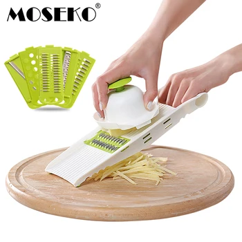 

MOSEKO 1 Set Mandoline Peeler Grater Vegetables Cutter Tools with 5 Blade Carrot Grater Onion Fruit Slicer Kitchen Accessories