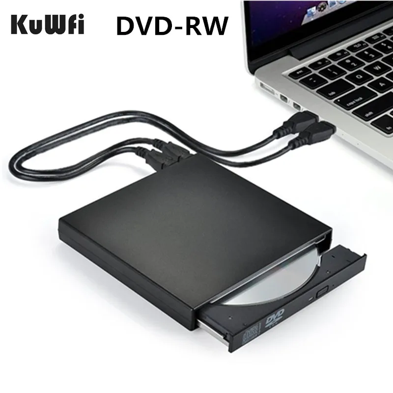 DVD ROM External Optical Drive USB 2.0 CD/DVD-ROM CD-RW Player Burner Slim Reader Recorder Portable for Laptop windows Macbook