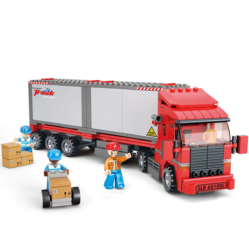 

BOHS Models & Building Toy Container Truck Building Blocks DIY Kids Double Van Twin Engine, Compatible with ing