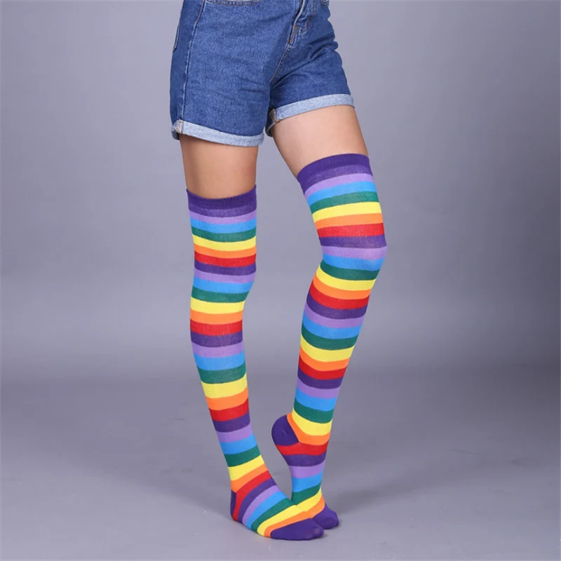 Knee Socks Girl Women Sexy Slim Striped Long Socks Autumn Christmas Halloween Easter Ball Party Costume Knee High Socks Women - Цвет: 51029