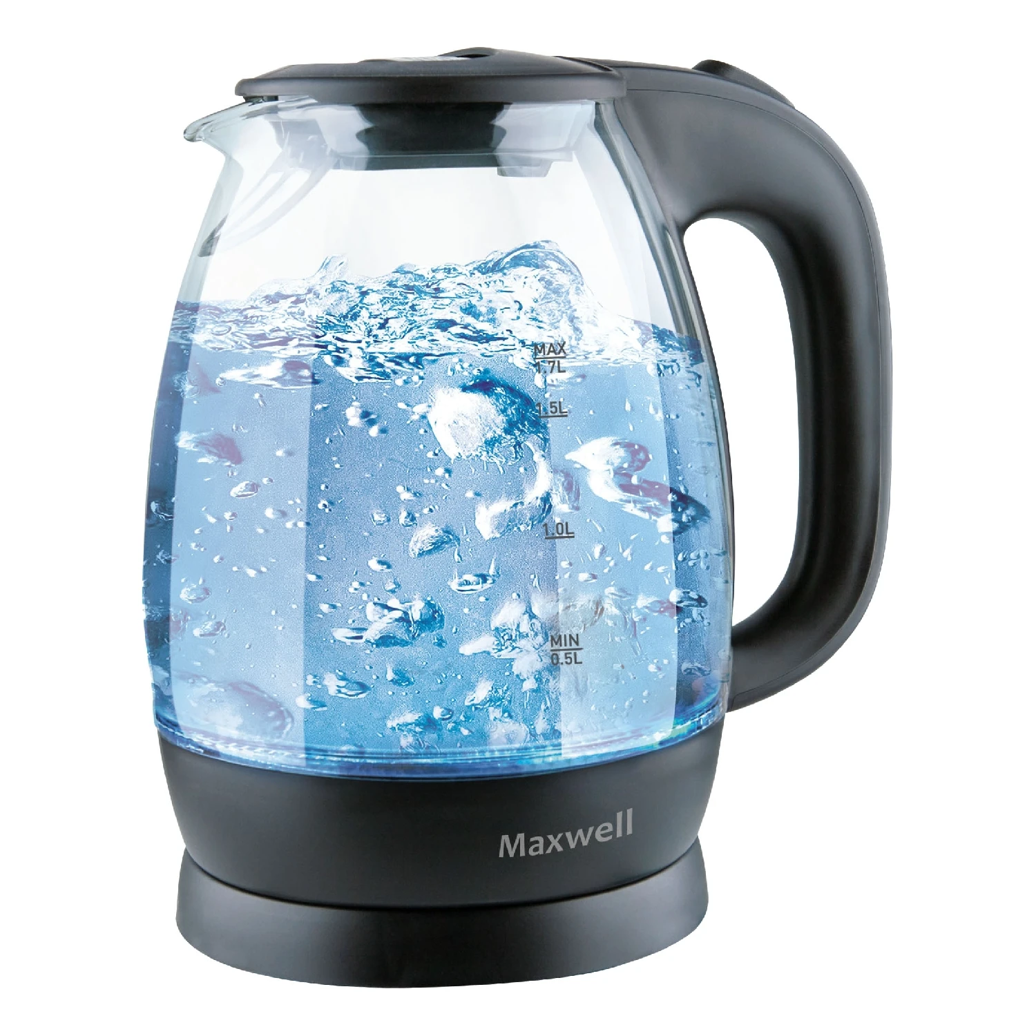 Чайник электрический Maxwell MW-1083 TR (Мощность 2200 Вт, объем 1.7 л, стеклянный корпус, подсветка, фильтр)
