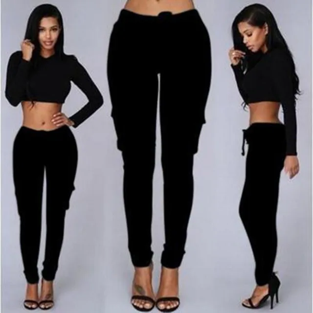 Long Pants Solid Color Drawstring Multi Pockets Pants plus-size Loose Spring Autumn Women Trousers 2018 New