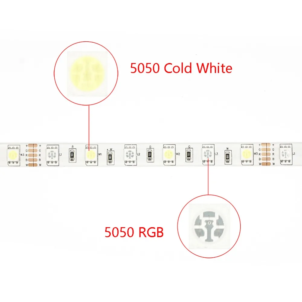 Комплект светодиодных лент-светильник RGBW(RGB+ теплый/холодный белый) Гибкая Водонепроницаемая лента 5 м DC12V+ пульт дистанционного управления 40 клавиш+ адаптер питания EU 5A