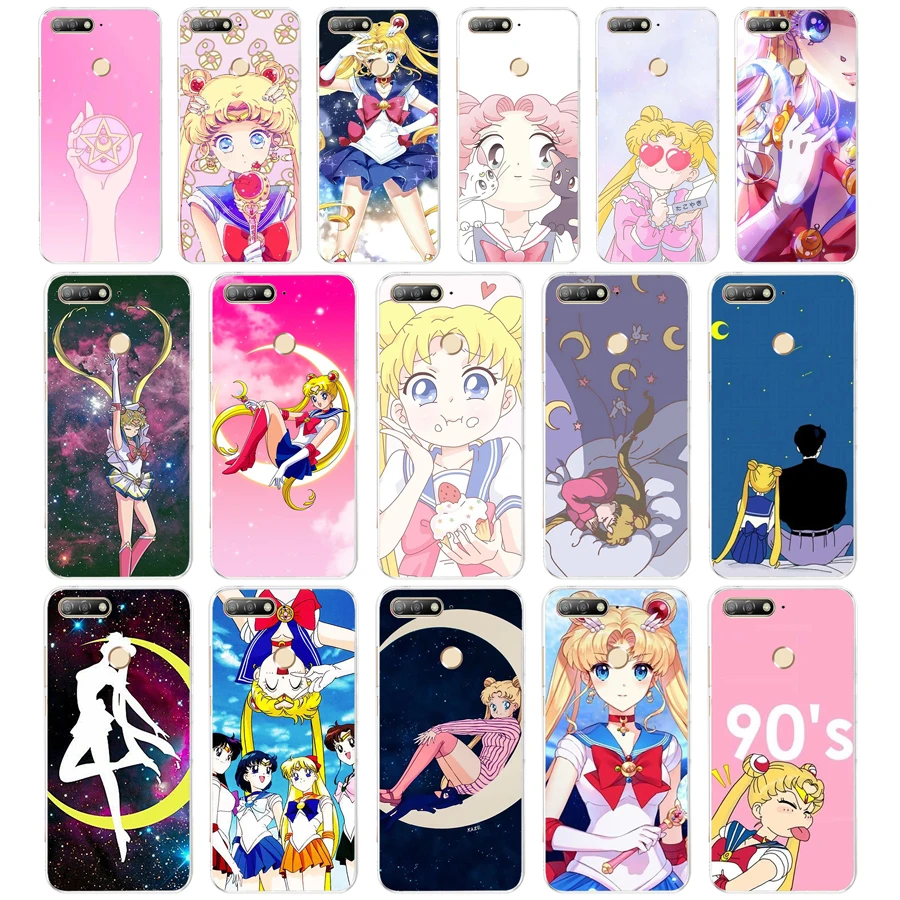 

19 ZX Cartoon Sailor Moon TPU Soft Silicone Case For Huawei Honor P8 Lite 2017 7X 8X 7a pro 5.7 inch cell phone Cover