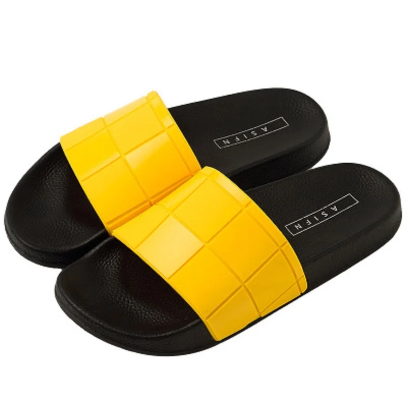 

2019 summer new ladies men's slippers mosaic lattice fashion couple beach shoes home summer flip flops